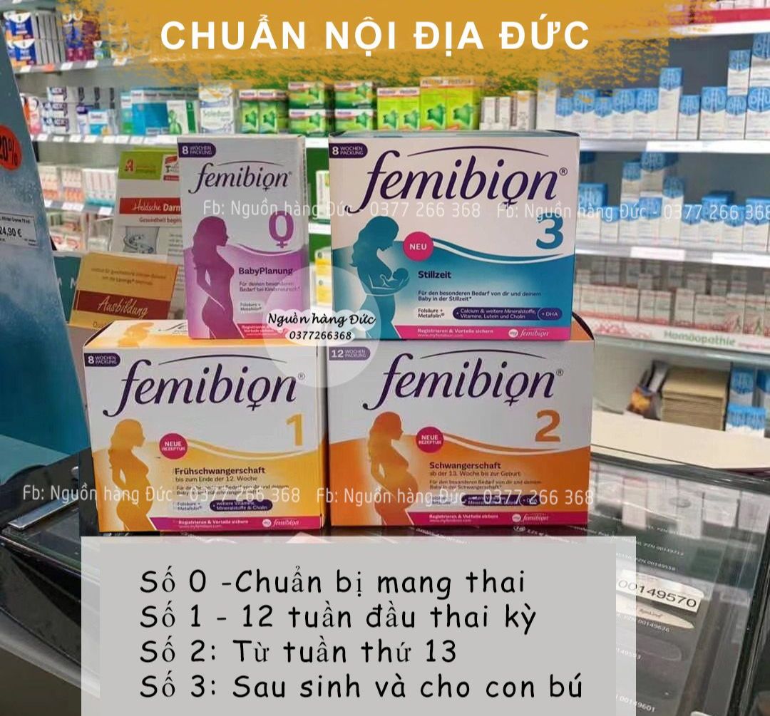 Thuốc bổ bầu Femibion Đức bản CHUẨN NỘI ĐỊA vitamin tổng hợp bà bầu kèm DHA - Nguồn hàng Đức