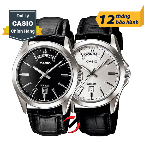 Đồng hồ nam chính hãng casio anh khuê dây da mtp-1370l-1avdf và mtp-1370l-7avdf