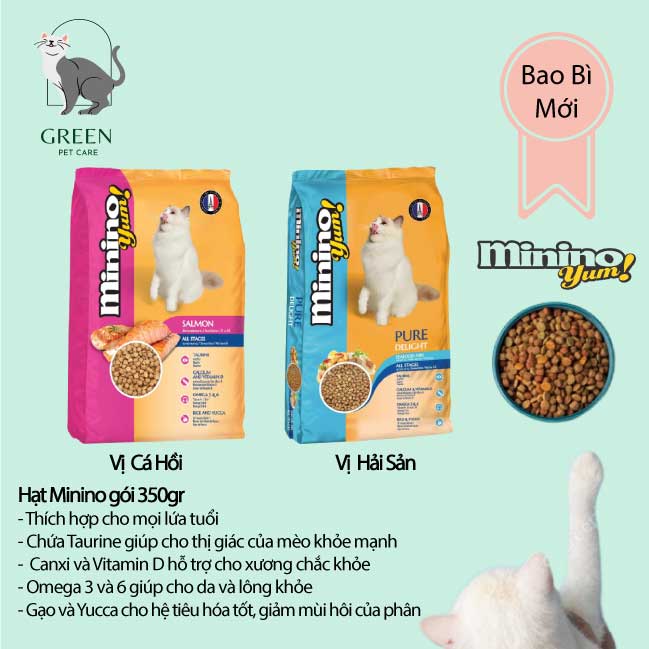 Hạt Minino Yum cho mèo đủ vị Gói 350gr