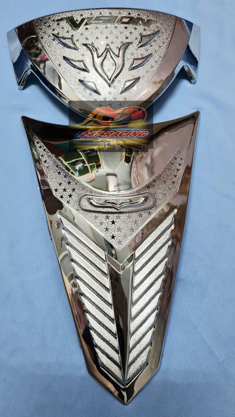 ComBo Ốp Mũi Mặt Nạ Và Ốp Đầu Xi Inox Gắn Xe Vision 2014-2019