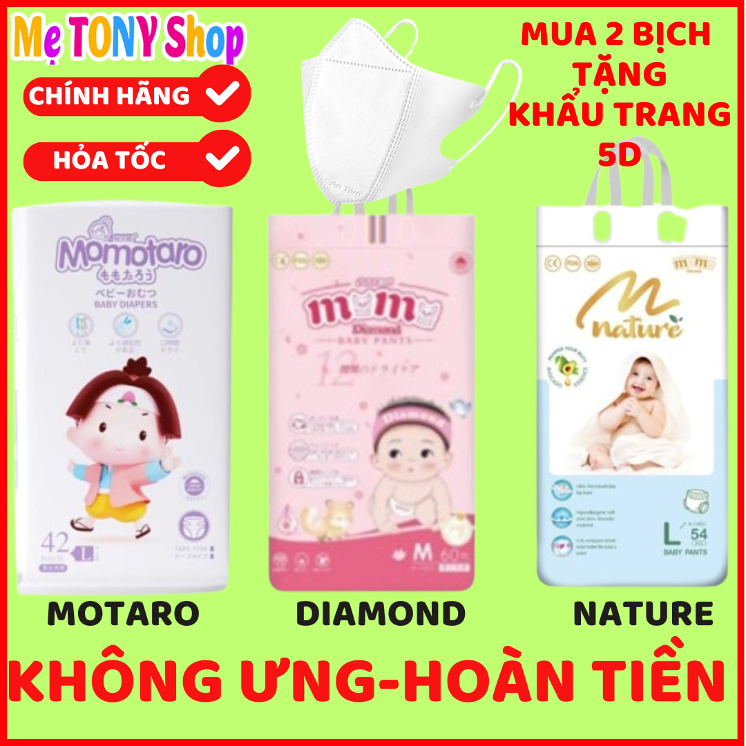 [TặngKhẩuTrang]COMBO 2 BỊCH Bỉm Tã Dán/Quần Momo DIAMOND/MomoTARO/MomoNATURE Xuất Nhật Đủ Size (Cam 