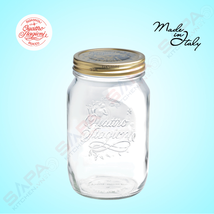 Hũ thủy tinh nắp vặn Quattro 1000ml - Bormioli Rocco - Italy