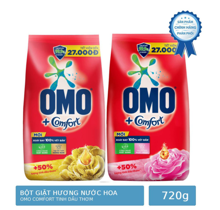 Bột Giặt Omo Tinh Dầu Thơm Nồng Nàn Gói 720g
