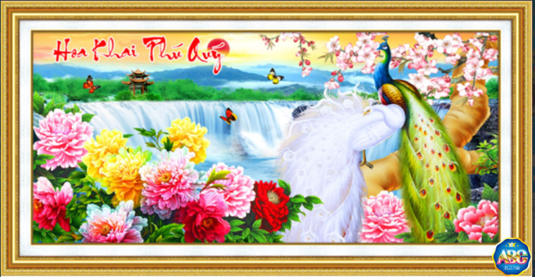 Tranh đính đá abc 3d hoa khai phú quý df277 kt:113x55cm
