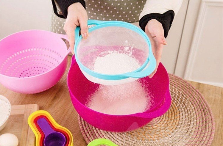 Bộ dụng cụ làm bánh 10 chi tiết bowl, chậu, rổ, cup đong được lồng vào nhau gọn gàng