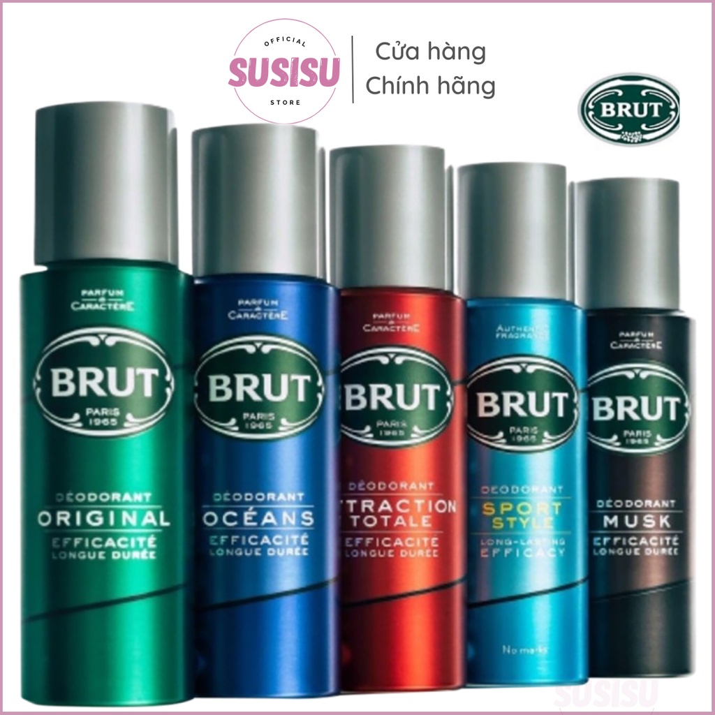 Xịt khử mùi hôi nách Brut của Pháp - Sịt nách nam Original/Musk/Attraction/Oceans/Sport/Identity 200ml