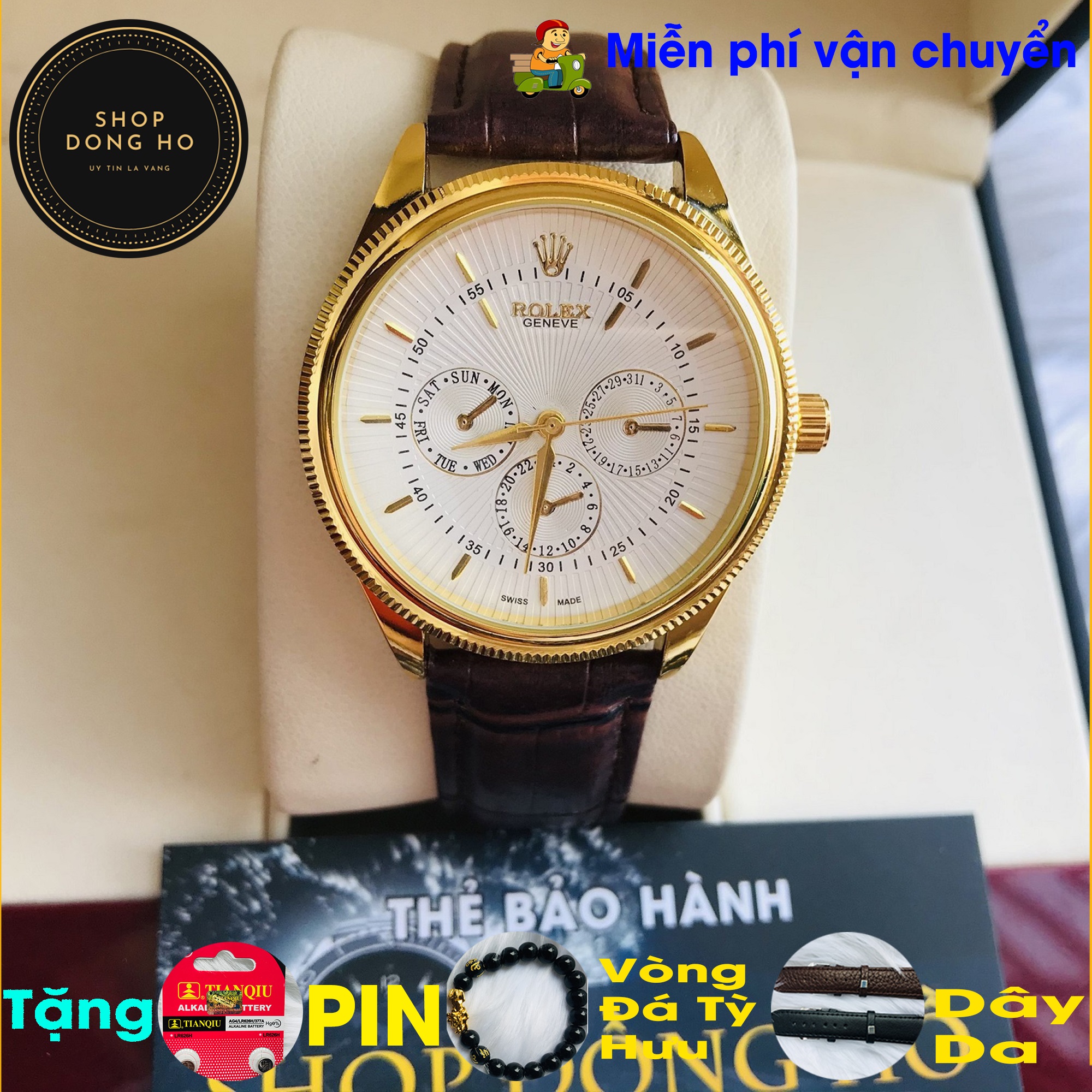 ĐỒNG HỒ NAM, SANG TRỌNG MÃ 11, CÓ FULL BOX HỘP, DÂY DA BÒ NÂU DẬP VÂN CÁ SẤU, KÍNH CHỊU LỰC CHỐNG TRẦY CHỐNG XƯỚC