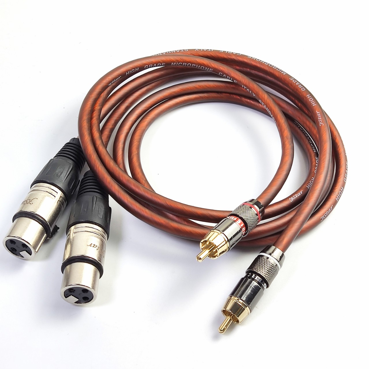 Cặp Dây Canon ra AV 1m 1 đầu Canon âm và 1 đầu RCA Dây itlay Jack hợp kim đúc chống nhiễu Cắm Amply Vang Sub Mixer