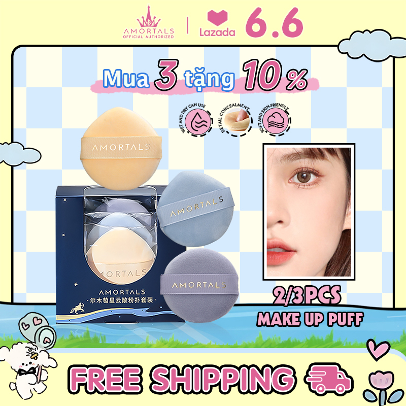 Xác thực 100% mút đánh phấn phủ AMORTALS Set 3 Mút Trang Điểm 55mm Mềm Mại 35g