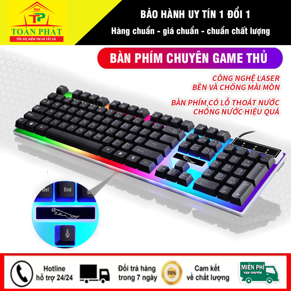 Bàn phím game thủ, ban phim gaming chuyên dụng với kiểu dáng rất phá cách, hệ thống đèn LED cực kỳ ấn tượng. Thiết kế nút bàn phím cao CHỐNG THẤM NƯỚC cùng CÔNG NGHỆ  KHẮC CHỮ CHỐNG MỜ LASER các nút phím.
