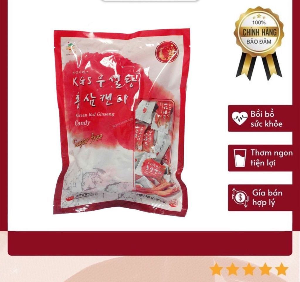 Combo 3 gói kẹo hồng sâm không đường hàn quốc kgs 300gr cao cấp