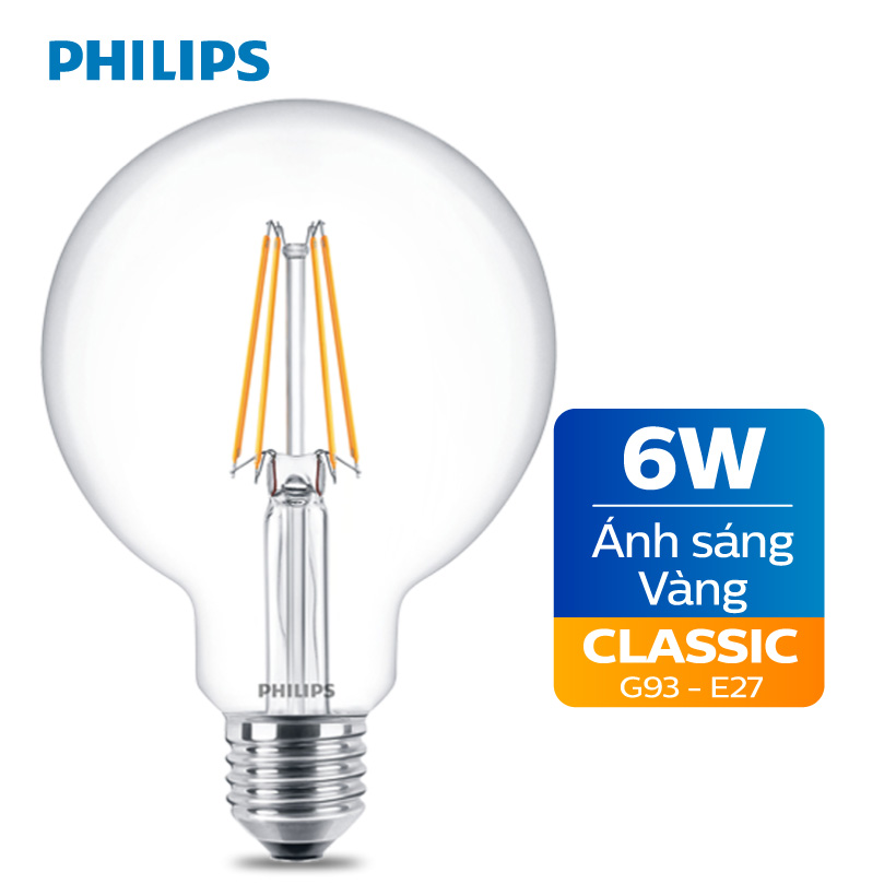 Bóng đèn Philips LED Classic 6W 2700K E27 G93 - Ánh sáng vàng
