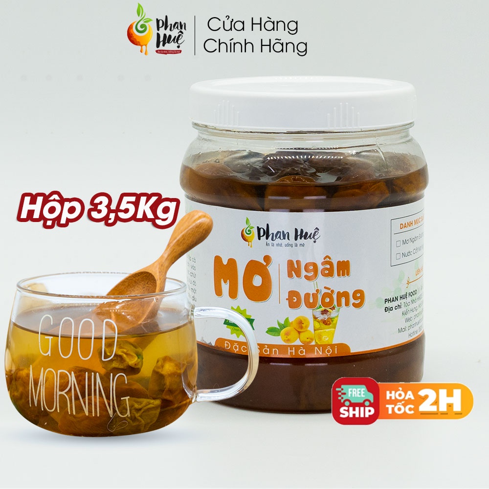 Mơ ngâm đường phan huệ hộp 3,5kg. vị chua ngọt. đặc sản hà nội. mơ tươi chọn lọc. uống là mê