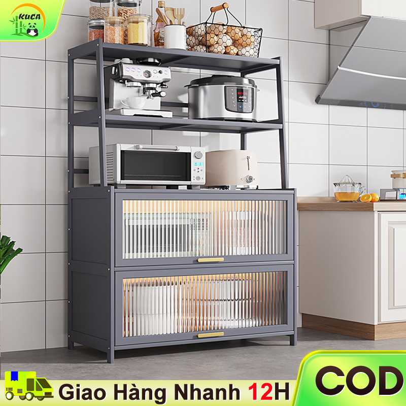 KUCA Tủ đựng bát đĩa bằng tre tủ đựng gia vị nhiều tầng Kệ để đồ đa chức năng cho bếp