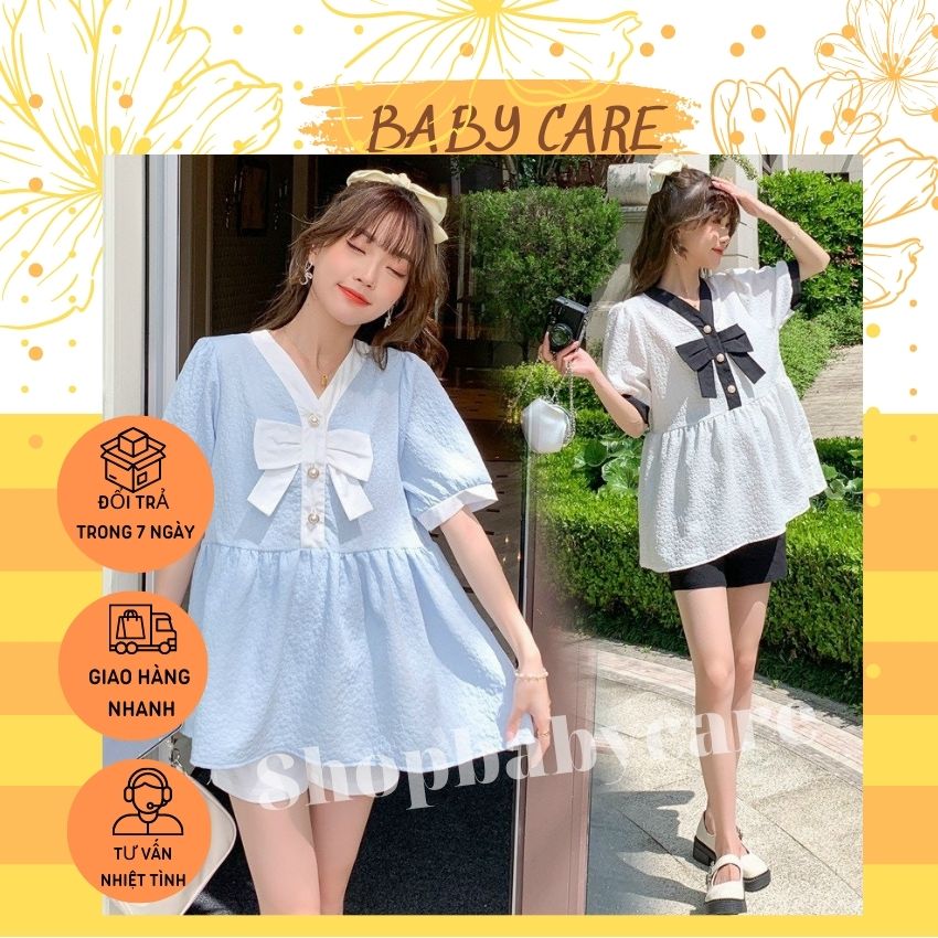 Áo bầu công sở- áo babydoll kiểu dáng hàn quốc- áo bầu rẻ xinh xắn cho mẹ bầu