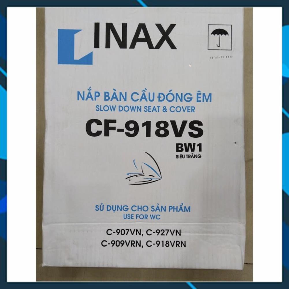 Nắp bồn cầu inax cf-918vs, nắp đóng êm, màu trắng - hàng