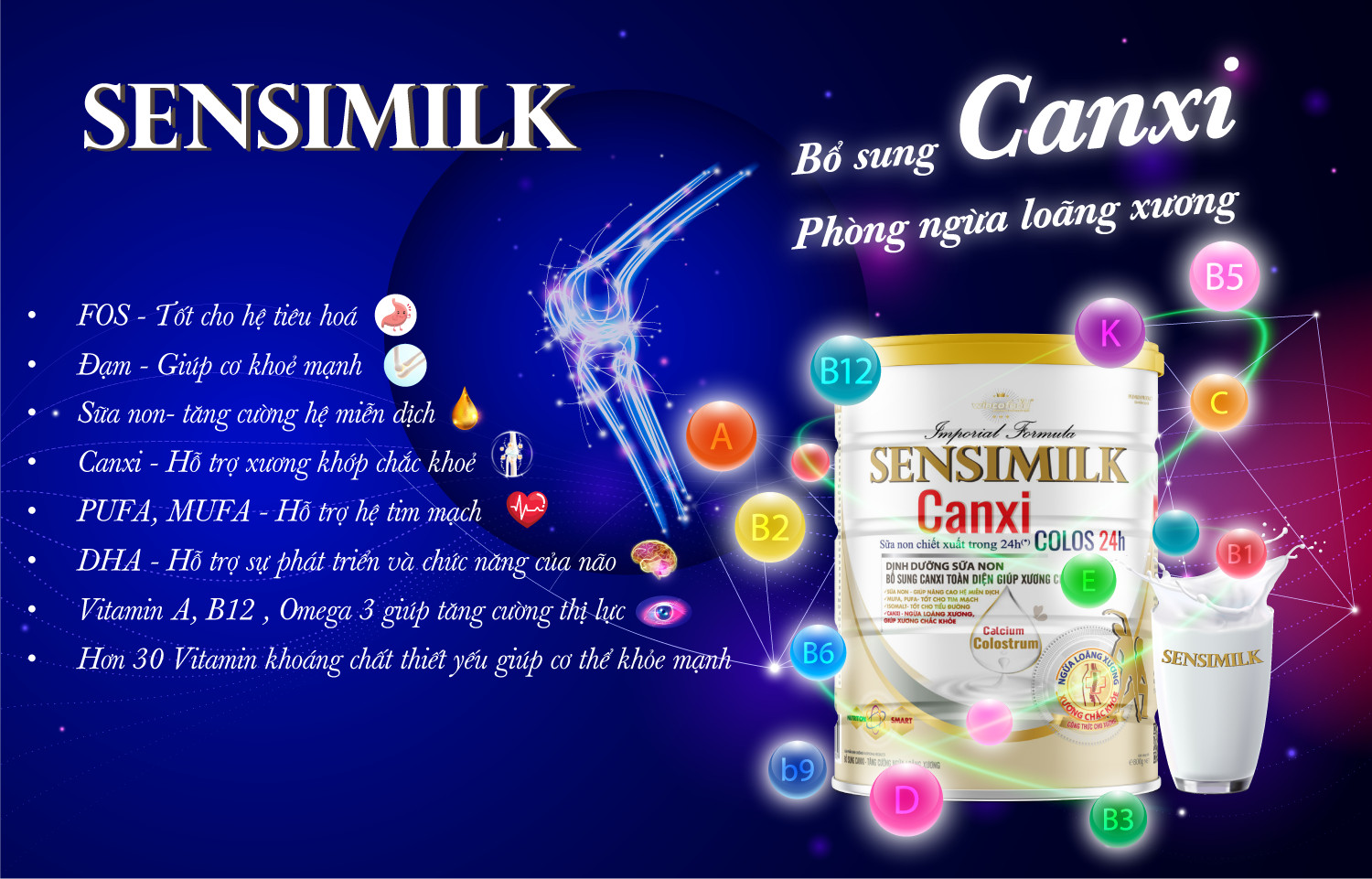 Sữa non Wincofood SENSIMILK CANXI- Bổ sung canxi cùng vitamin