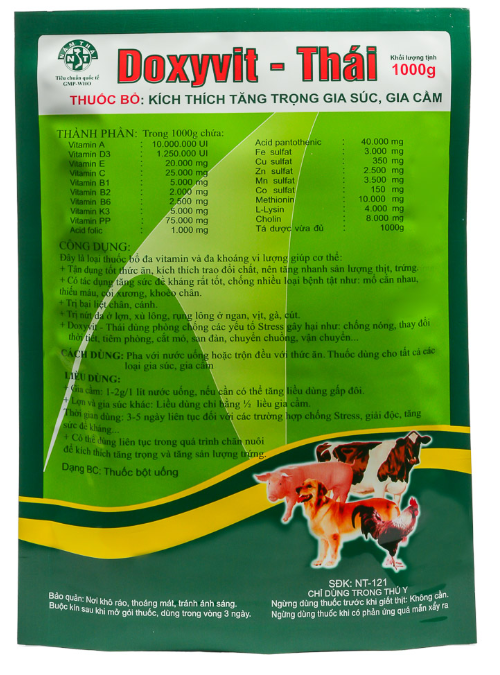 NĂM THÁI DOXYVIT THÁI 1kg kích thích thèm ăn tăng trọng, tăng sức kháng bệnh gia súc gia cầm