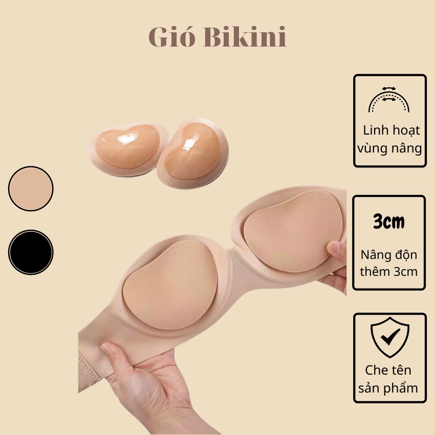 Miếng dán đệm nâng ngực hình trái tim. Miếng độn ngực dính vào áo lót nâg 2.5cm