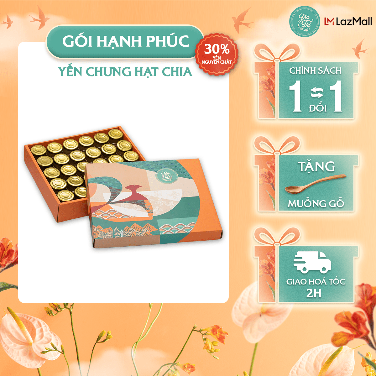 Yến chưng hạt chia yến thị -hộp quà tặng cao cấp - giao hàng 2h tp.hcm