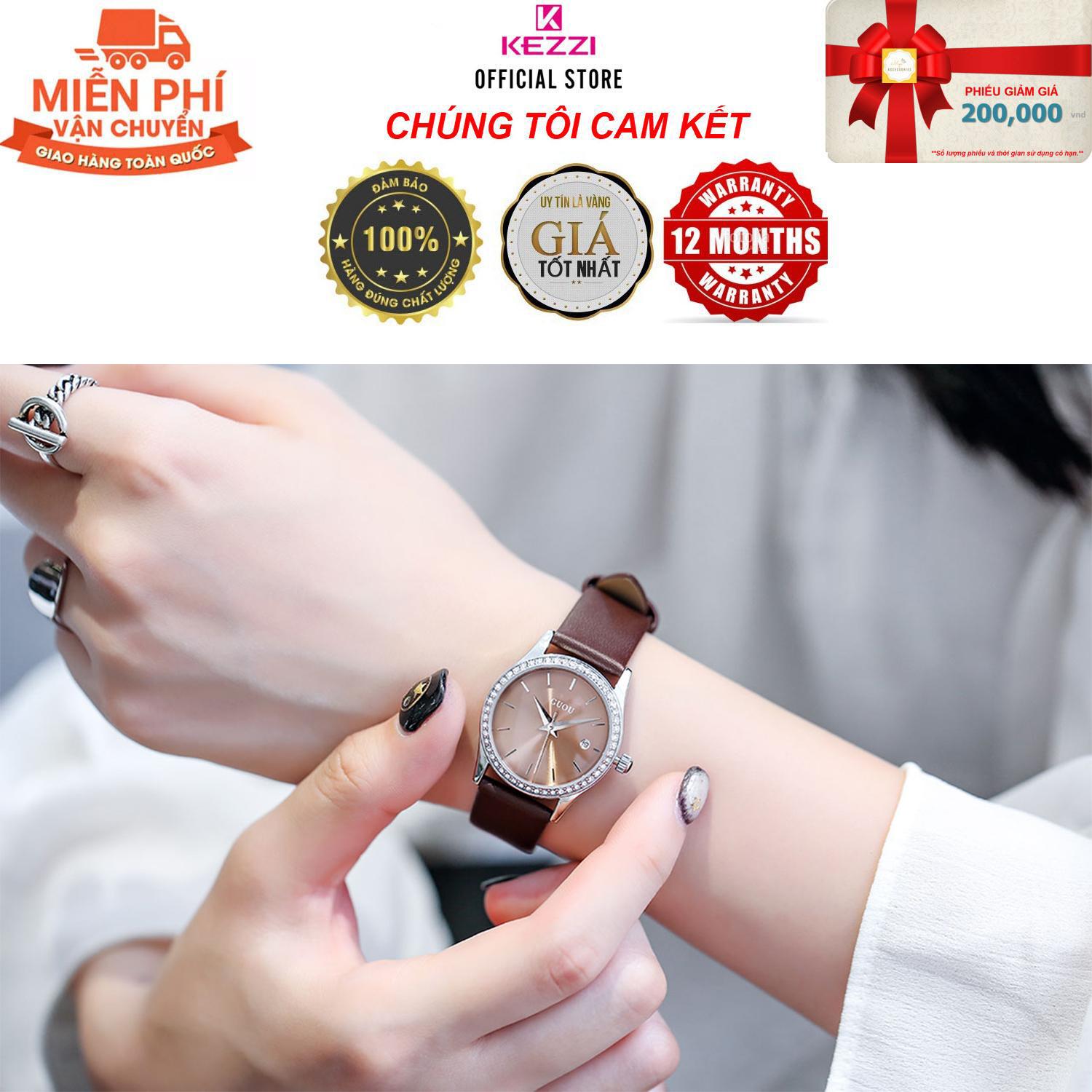 Đồng hồ nữ cao cấp GUOU 6012 - Đồng Hồ Sang Trọng GUOU dây da mặt tròn đính đá - Đồng hồ thời trang GUOU bảo hành 1 năm - Sản phẩm chính hiệu GUOU quý phái cực phẩm