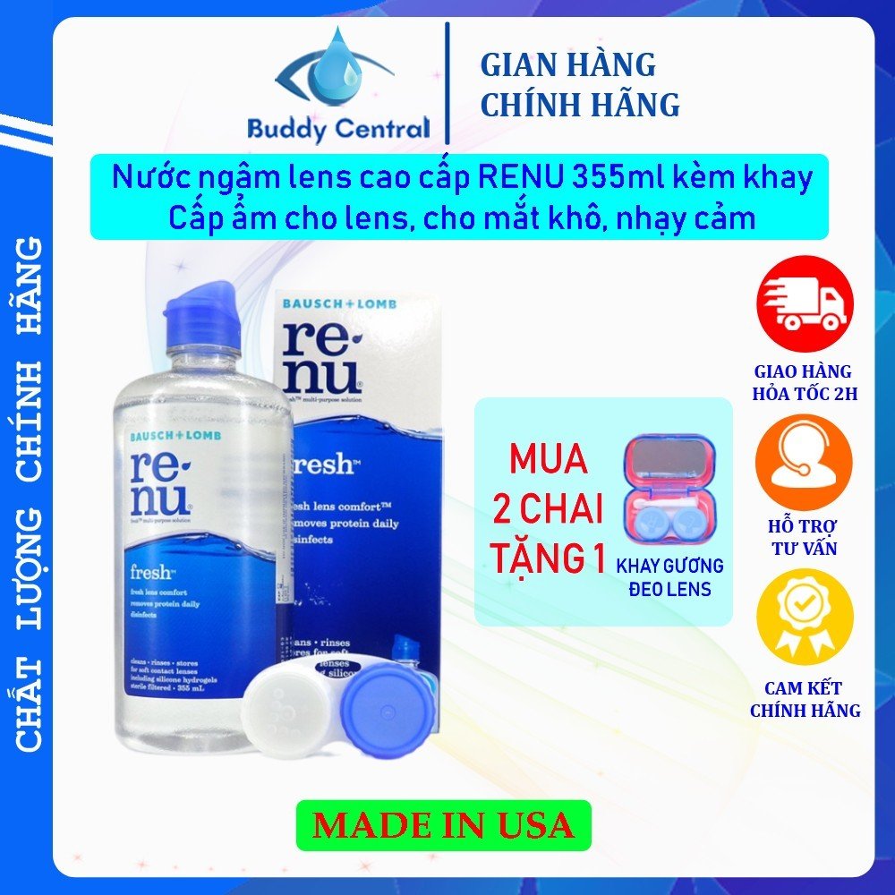 Nước ngâm lens Renu 355ml - Nước ngâm Renu - Renu solution - Bausch & Lomb - USA - Buddy Central