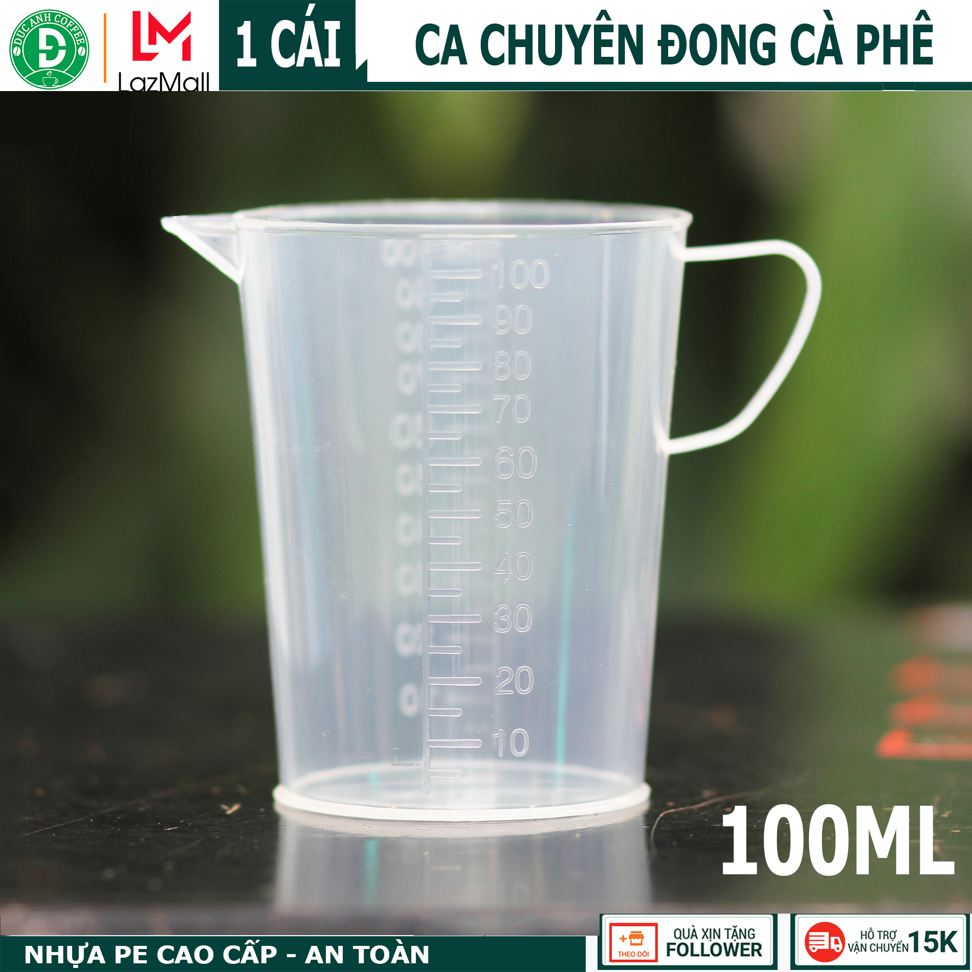 Ca đong cafe chuyên dụng, 100ml đong chính xác, vạch đong từ 5ml đến 100ml dụng cụ pha chế cần thiết - DUC ANH COFFEE