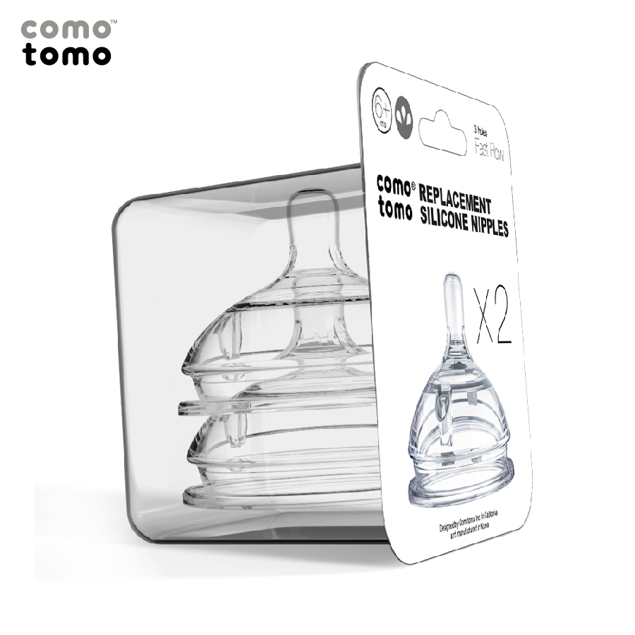 Bộ 2 núm ti thay thế silicone Comotomo số 3 cho bé từ 6 tháng tuổi