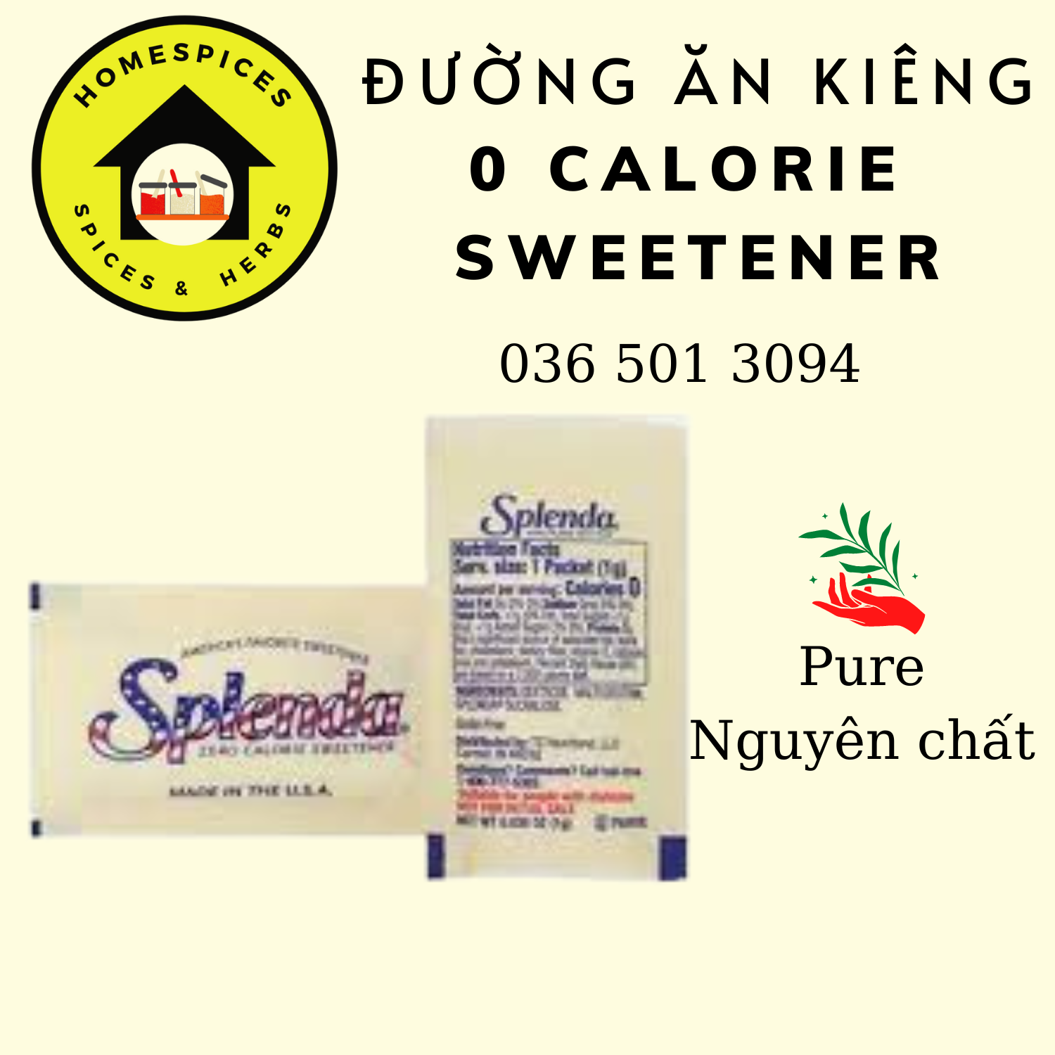 Đường Ăn Kiêng Giảm Mỡ 0 Calo Splenda No Calorie Sweetener kiểm soát đường huyết, không tăng cân, thích hợp đối với người bị bệnh béo phì, tiểu đường, tim mạch và người cao tuổi. - Homespices gia vị , gi vị ăn kiêng