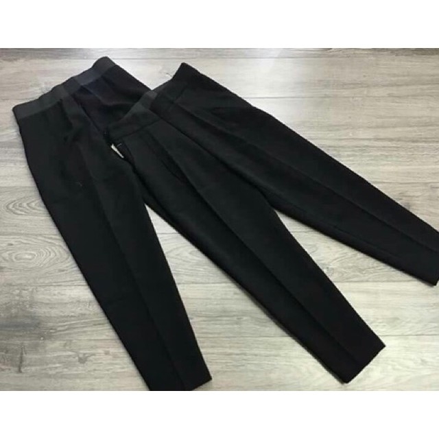Quần baggy vải nữ cạp chun khóa sườn giọt lệ