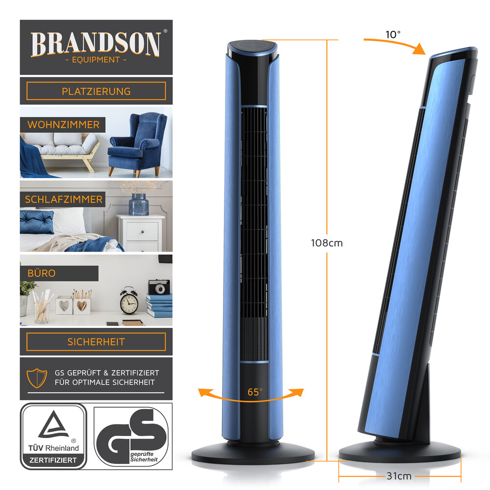 QUẠT THÁP CAO CẤP BRANDSON WDP 303819 / MÀU XANH – CHIẾC QUẠT THÁP HIẾM HOI CHỈNH ĐƯỢC NGHIÊNG - HÀNG NHẬP ĐỨC