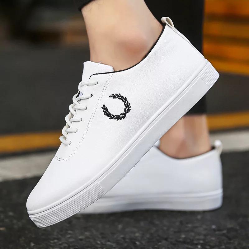 giày sneaker nam, giafynam thêu họa tiết cao cấp- giày trắng cổ thấp- khuyến mãi cực lớn