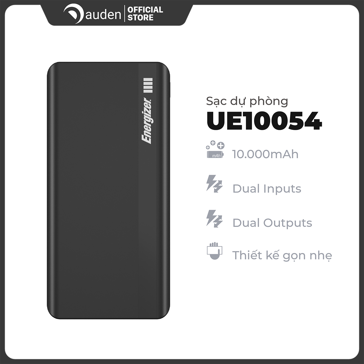 Sạc dự phòng Energizer UE10054 10,000mAh /3.7V Li-Polymer - Dâu Đen Store