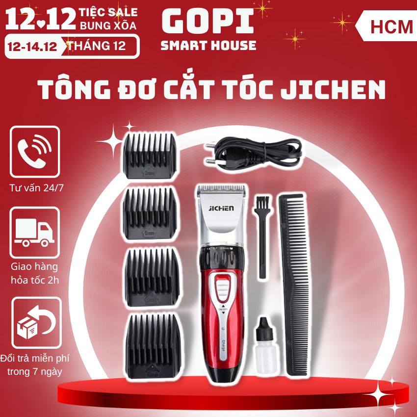Tông đơ cắt tóc gia đình Jichen chuyên nghiệp, Bộ tông đơ cắt tóc đa năng cao cấp sạc pin kèm nhiều quà tặng, tông đơ cắt tóc jichen loại tốt, tông đơ cắt tóc, hớt tóc, tông đơ cắt tóc chuẩn chuyên nghiệp cho bé