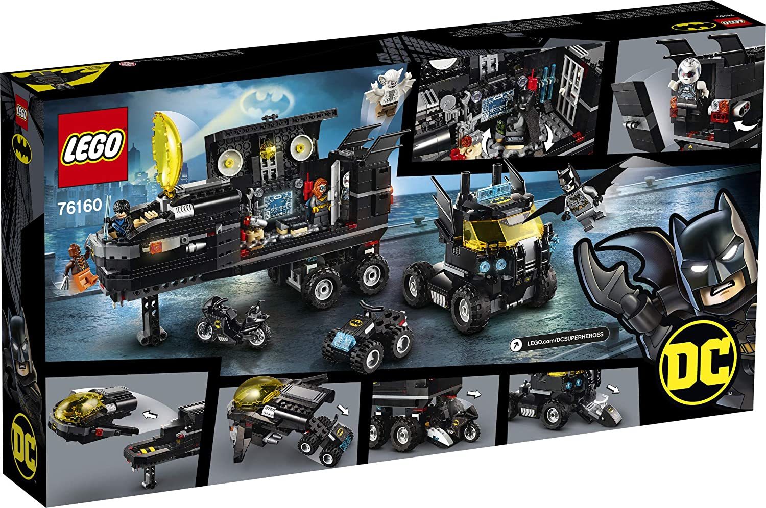 【Bán hàng đích thực】LEGO DC mobile base bat 76160 Batman building toys,  Gotham City Bat Cave set and action mini figure, rất thích hợp cho trẻ từ 6  tuổi trở lên 