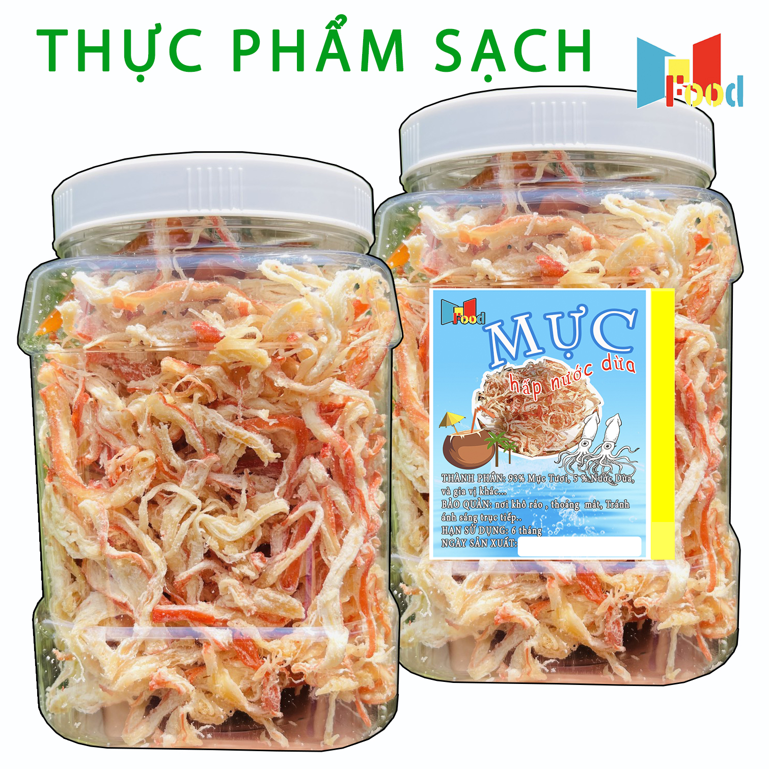Mực hấp nước cốt dừa Hũ 500.gram - mực xé sợi cực ngon