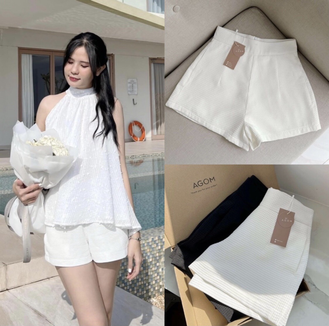 Quần short nữ tổ ong khoá kéo sau hàng mới HT_035