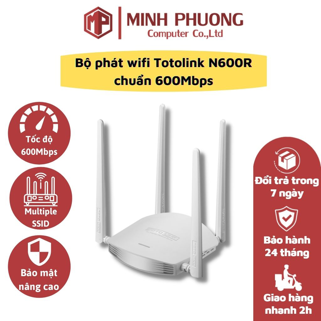 Bộ phát wifi không dây TOTOLINK N600R 600Mbps 4 Ăng Ten - Hàng chính hãng