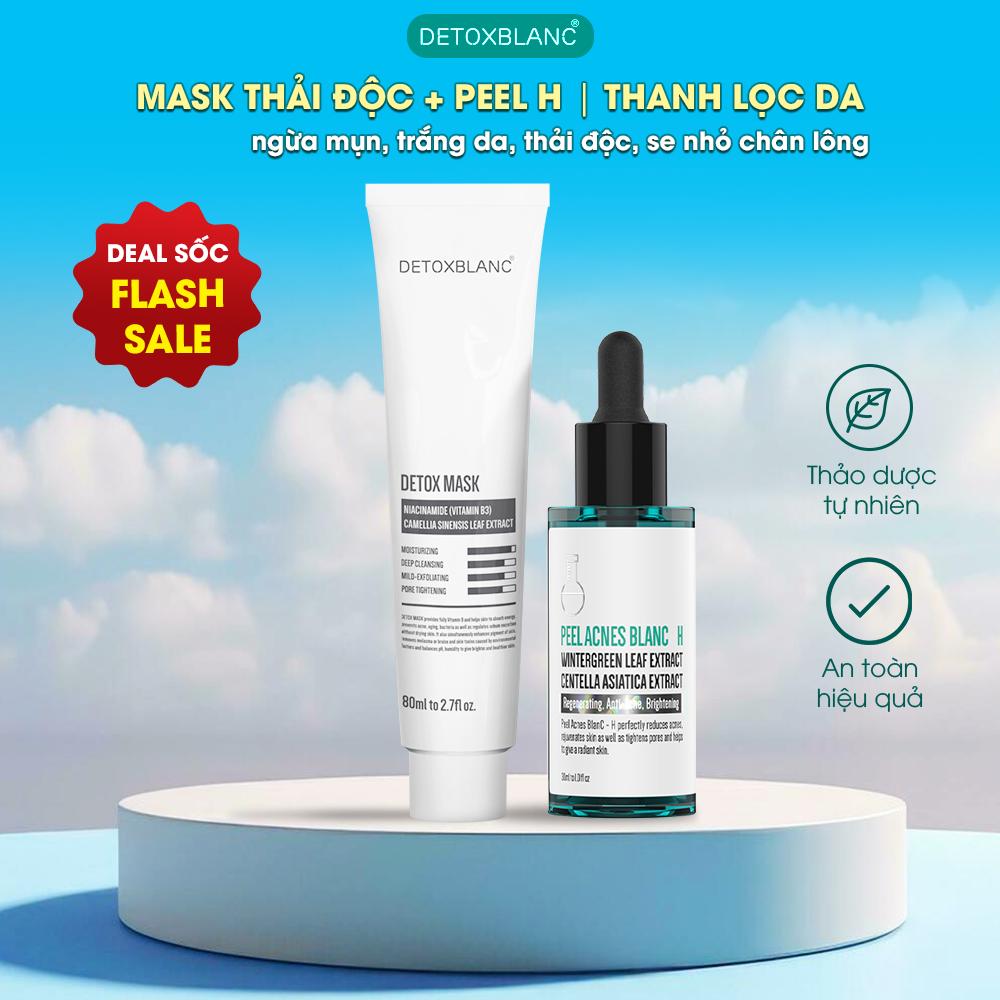 Combo Da Dầu và Mụn : Mặt Nạ Kiềm Dầu DetoxMask + Serum Peel Acnes Blanc H 20ml Hỗ Trợ Giảm Mụn Ẩn Mụn Đầu Đen Mụn Li Ti Hỗ Trợ Giảm Viêm Giảm Thâm,Kiểm Soát Bã Nhờn Hỗ Trợ Làm Sáng Da An Toàn Cho Làn Nhạy Cảm