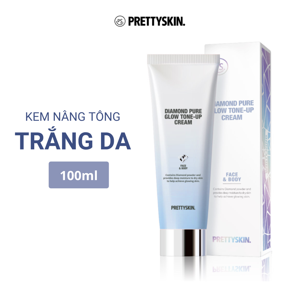 Kem nâng tông trắng da PRETTYSKIN. Diamond Pure Glow Tone-up Cream cho da nhạy cảm 100ml