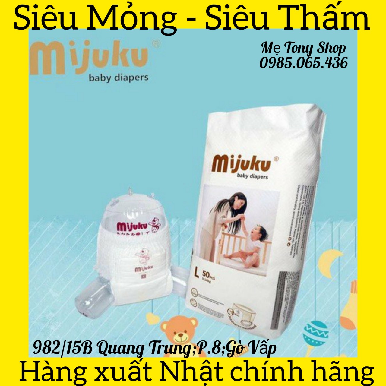 [Hàng Xuất Nhật] Bỉm Tã Dán/Quần MIJUKU 50 Miếng Đủ Size S,M,L,XL,XXL,XXXL (Chính Hãng 100%)