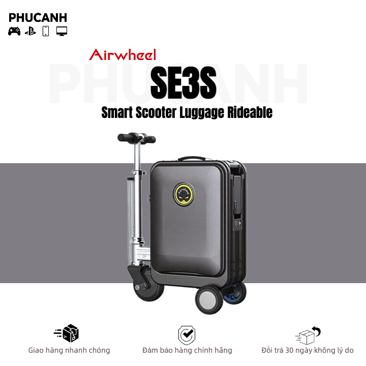 【Chính thức】Vali điện thông minh ngồi lái Airwheel SE3S Vali thông minh lái như xe điện nổi bật cho người nổi tiếng, nghệ sĩ, nhà giàu Airwheel Thế hệ 3 - SE3S