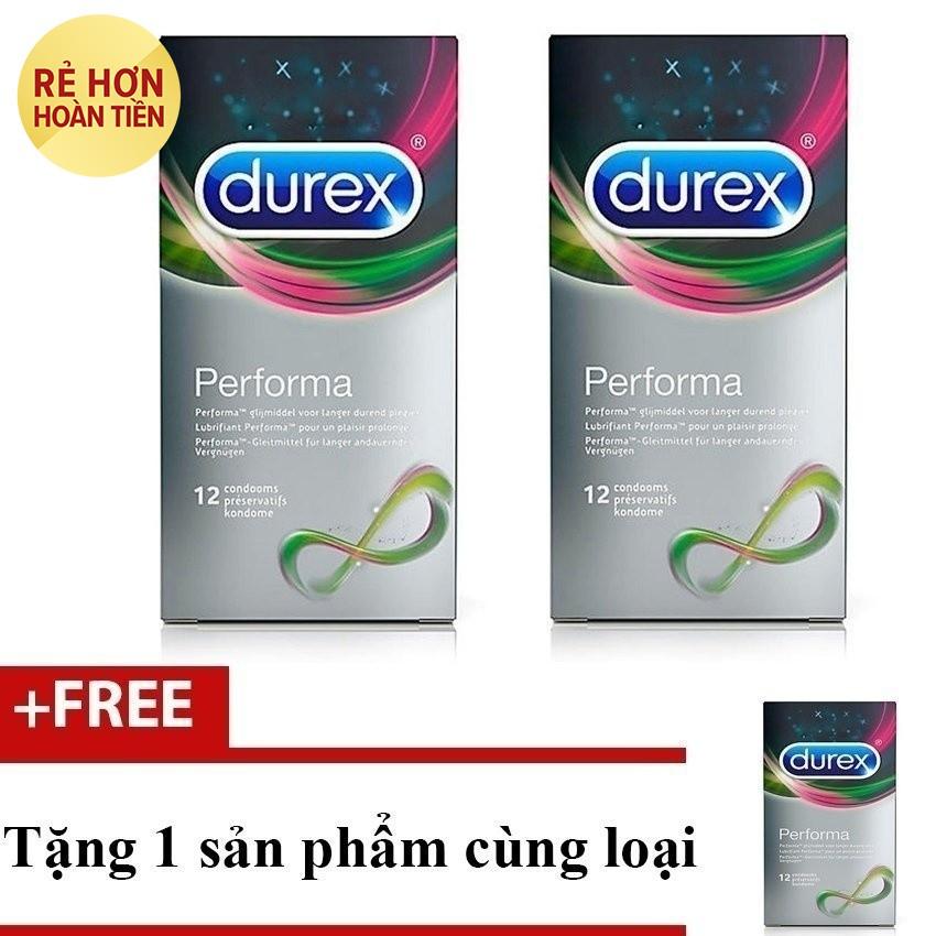 [HCM][Mua 2 Tang 1] Bao cao su keo dai Durex Performa 12pcs.Tang 1 hop cung loai 12pcs
