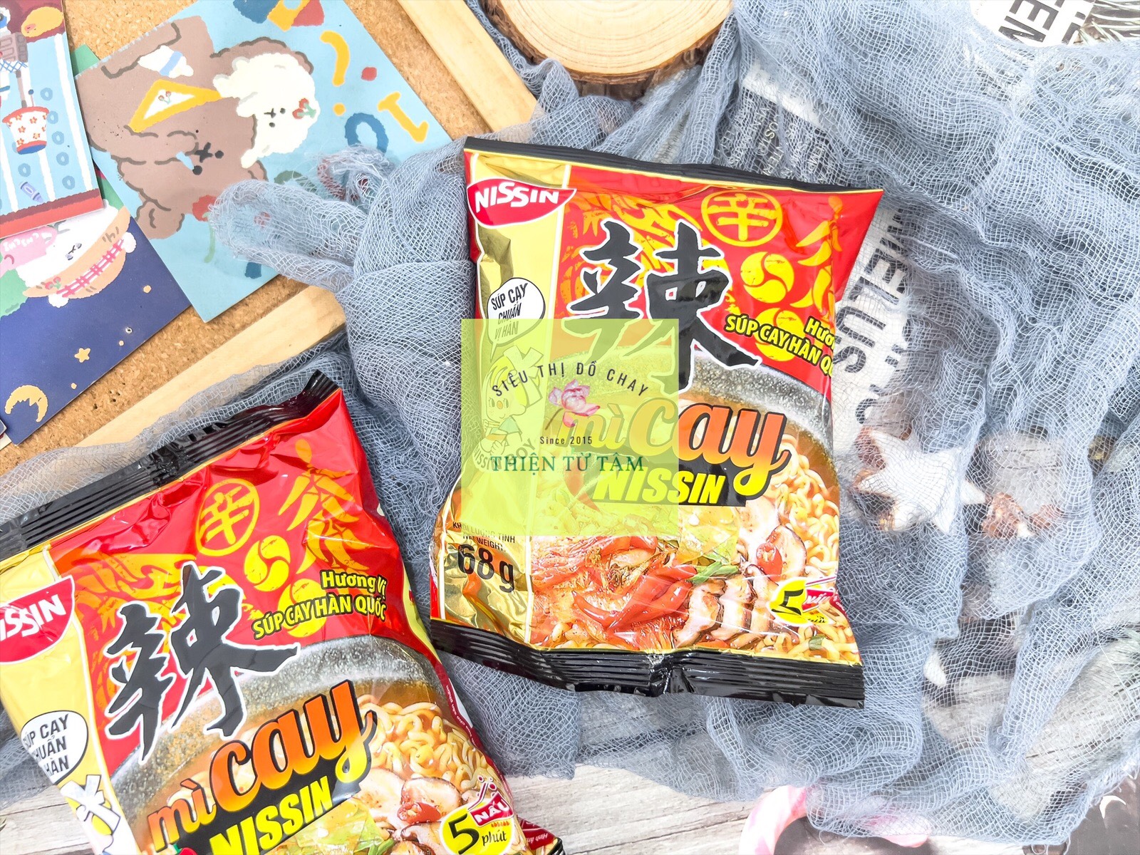 Mì cay ăn liền nissin sợi mì dai mềm nước sốt đậm đà gói tiện lợi 68g