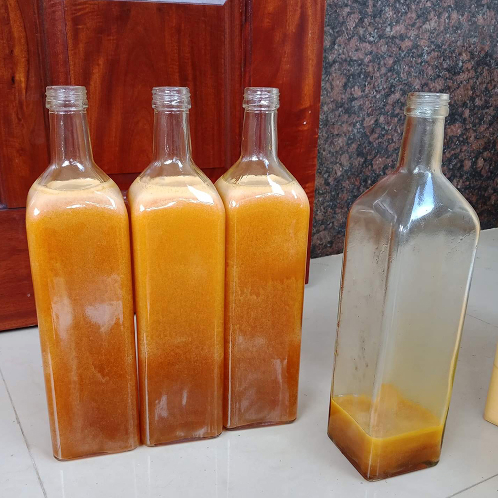 Chai thủy tinh vuông 1 lít. 1000ml nắp nhôm đựng mật ong.
