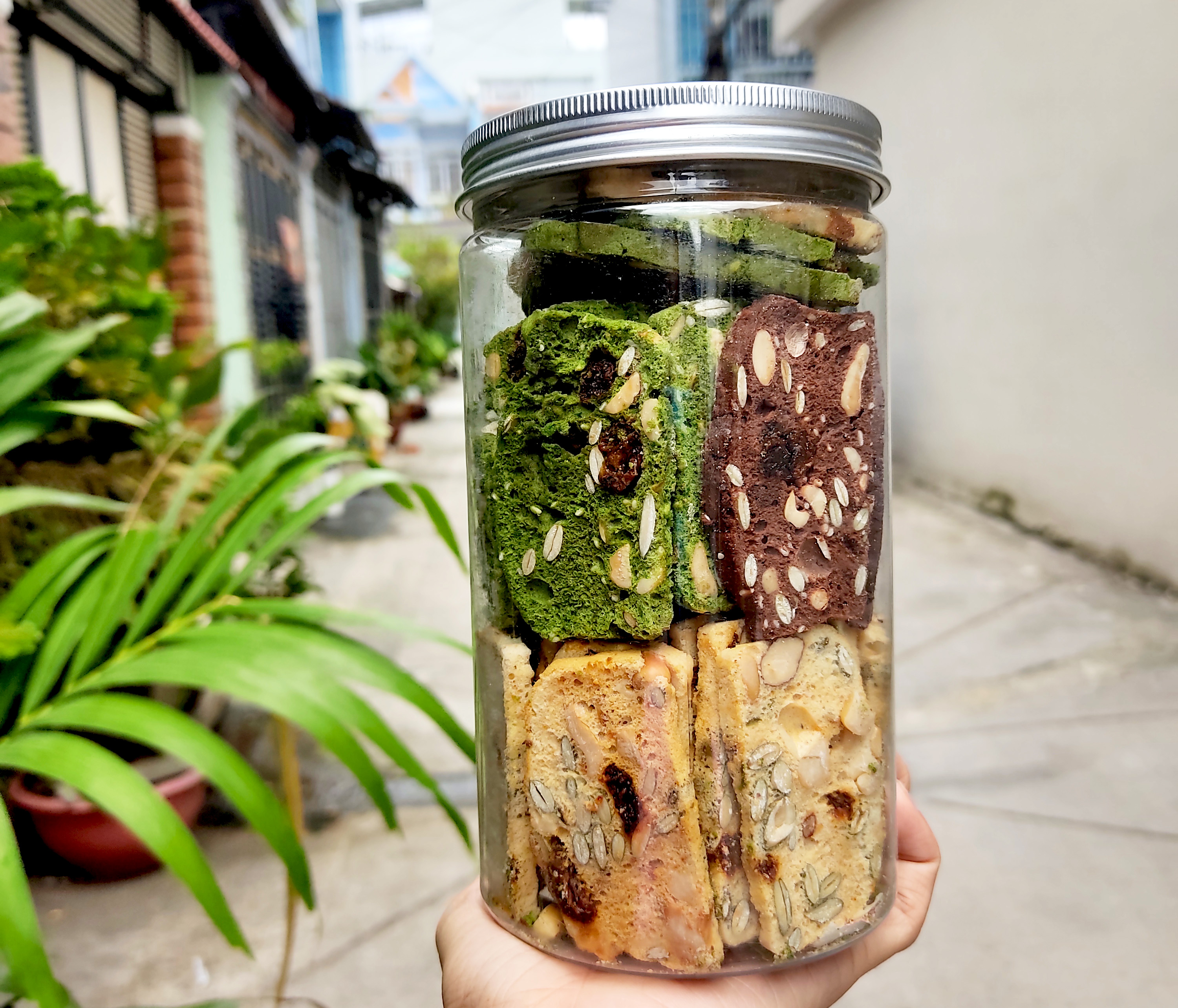Bánh Biscotti Ăn Kiêng - Bánh Biscotti 3 Vị Macha Chocolate Vani Mix vị Thơm Ngon 250gram