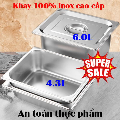 Khay buffet-khay đựng topping thức ăn bằng inox cao cấp GN 1/2