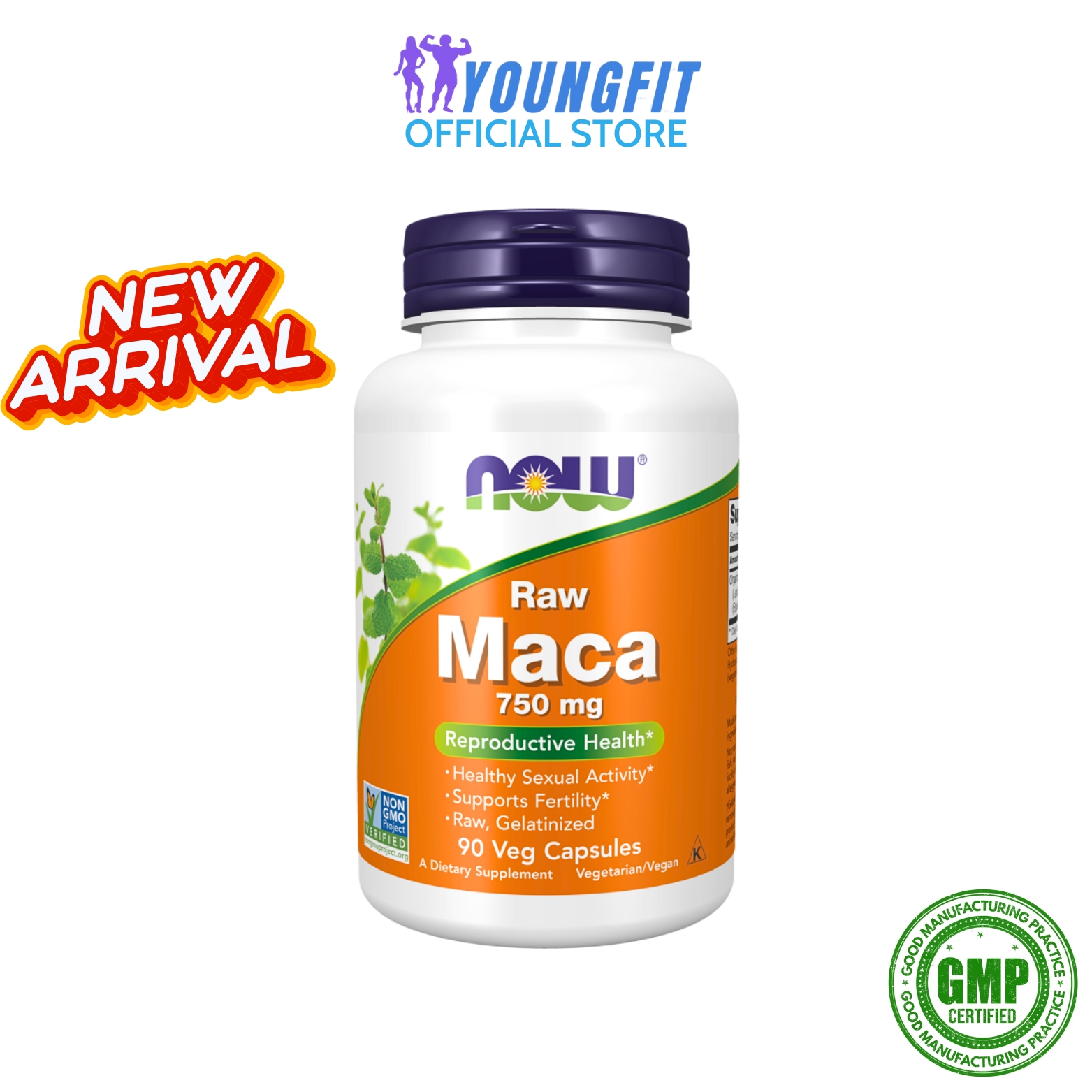 NOW Foods Maca Raw 750 mg, 90 Veg Capsules