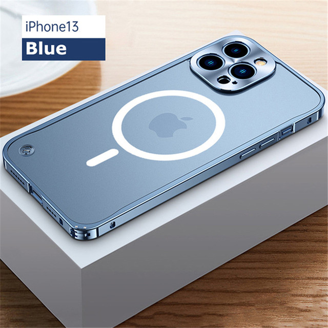 Vỏ điện thoại Kim loại từ tính, phù hợp với iPhon 12 13 Pro Max, phù hợp với Magsafe iPhon 14Pro Max 11 Pro vỏ nam châm nhôm, sạc không dây.