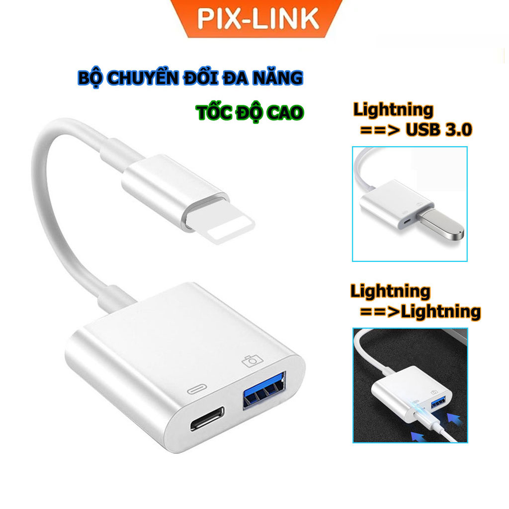 Bộ Chuyển Đổi Đa Năng LIGHTNING Sang USB 3.0, Cáp Chuyển đổi LIGHTNING Sang Cổng USB, Sang Cổng LIGHTNING Tốc Độ Cao